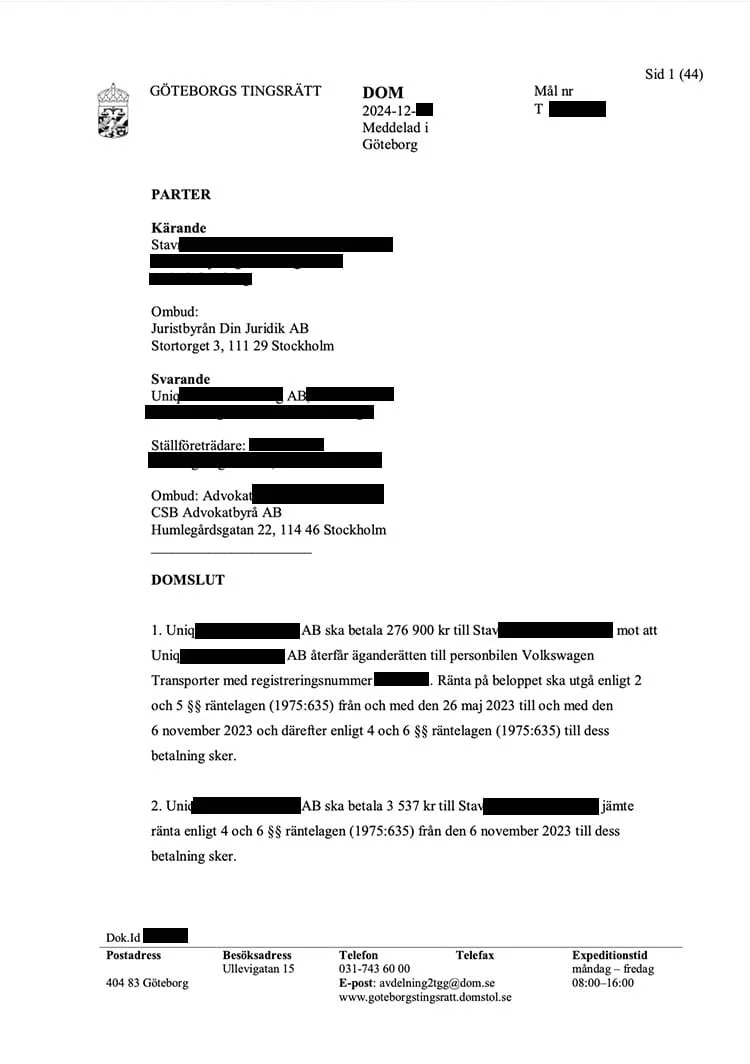 Dom - h&auml;vning av familjebil